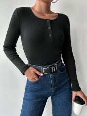 Акція на Лонгслів довгий жіночий SHEIN GD-00156806 M Чорний від Rozetka