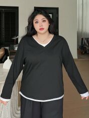 Акція на Лонгслів довгий жіночий SHEIN GD-00162359 3XL-Petite Чорний від Rozetka