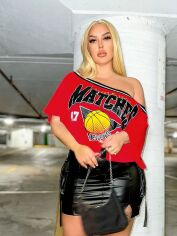Акція на Футболка жіноча SHEIN GD-00162442 XL Червона від Rozetka
