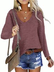 Акція на Лонгслів довгий жіночий SHEIN GD-00163462 2XL Бордовий від Rozetka