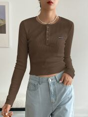 Акція на Лонгслів довгий жіночий SHEIN GD-00164192 L Коричневий від Rozetka
