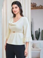 Акція на Блузка жіноча SHEIN GD-00160106 M Кремова від Rozetka