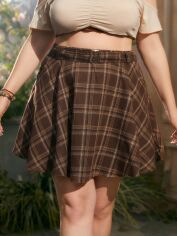 Акція на Спідниця міні осіння жіноча SHEIN GD-00160409 2XL Коричнева від Rozetka