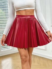 Акція на Спідниця зі штучної шкіри міні літня жіноча SHEIN GD-00158413 L Червона від Rozetka