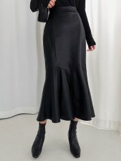 Акція на Спідниця із штучної шкіри міді осіння жіноча SHEIN GD-00158482 XL Чорна від Rozetka