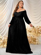 Акція на Сукня вечірня довга жіноча SHEIN GD-00095776 2XL Чорна від Rozetka