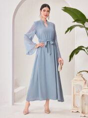 Акція на Плаття вечірнє довге літнє жіноче SHEIN GD-00152627 XL Сіро-блакитне від Rozetka