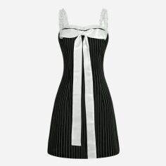 Акція на Сукня вечірня коротка літня жіноча SHEIN GD-00142206 L Чорна з білим від Rozetka