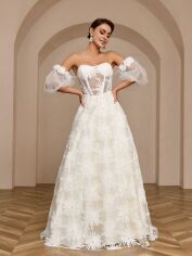 Акція на Сукня весільна довга жіноча SHEIN GD-00158256 XS Біла від Rozetka