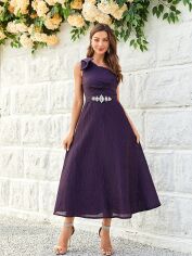 Акція на Плаття вечірнє міді літнє жіноче SHEIN GD-00158011 L Пурпурне від Rozetka