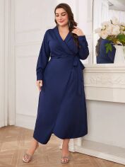 Акція на Сукня на запах міді літня жіноча SHEIN GD-00160646 2XL Синя від Rozetka