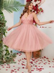 Акція на Плаття вечірнє міді літнє жіноче SHEIN GD-00157209 2XL Коралове від Rozetka