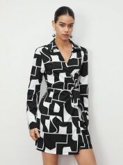 Акція на Сукня-сорочка коротка літня жіноча SHEIN GD-00163232 S Чорна з білим від Rozetka