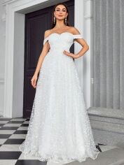 Акція на Сукня весільна довга жіноча SHEIN GD-00121447 XL Біла від Rozetka