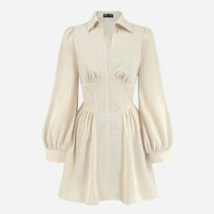 Акція на Сукня-сорочка жіноча літня SHEIN GD-00158635 L Кремова від Rozetka