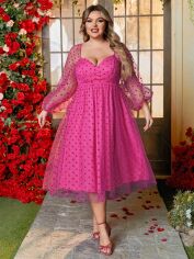 Акція на Плаття вечірнє міді літнє жіноче SHEIN GD-00157208 XL Фуксія від Rozetka