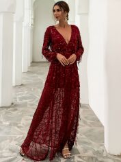 Акція на Плаття вечірнє довге осіннє жіноче SHEIN GD-00164123 S Бордове від Rozetka