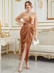 Акція на Плаття на запах вечірнє міді осіннє жіноче SHEIN GD-00165287 S Хакі від Rozetka