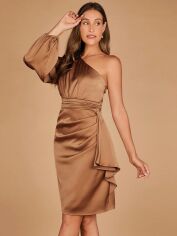 Акція на Плаття вечірнє міді осіннє жіноче SHEIN GD-00158023 XS Коричневе від Rozetka
