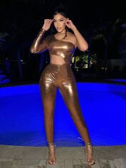 Акція на Комбінезон жіночий SHEIN GD-00161377 L Золотистий від Rozetka