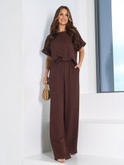 Акція на Костюм оверсайз жіночий ISSA PLUS 12766A 3XL Темно-коричневий від Rozetka