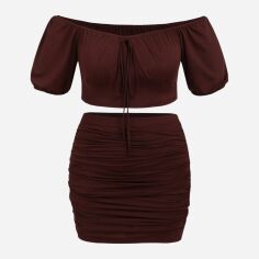 Акція на Костюм жіночий SHEIN GD-00160460 4XL Коричневий від Rozetka