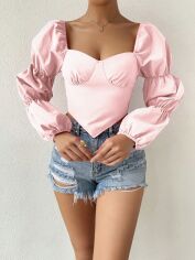 Акція на Топ жіночий SHEIN GD-00160266 XS Світло-рожевий від Rozetka