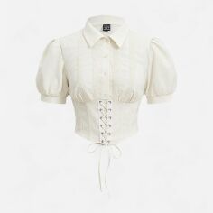 Акція на Топ жіночий SHEIN GD-00160181 S Бежевий від Rozetka