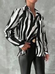 Акція на Сорочка жіноча SHEIN GD-00160173 S Чорна з білим від Rozetka