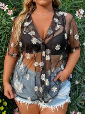Акція на Блузка жіноча SHEIN GD-00161044 XL Чорна з білим від Rozetka