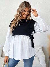 Акція на Блузка для вагітних SHEIN GD-00161728 M Чорна з білим від Rozetka