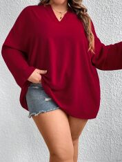 Акція на Блузка жіноча SHEIN GD-00163638 US 28/30 Бордова від Rozetka