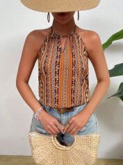 Акція на Блузка жіноча SHEIN GD-00168431 XS Коричнева від Rozetka