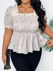 Акція на Блузка жіноча SHEIN GD-00161067 2XL Кремова від Rozetka