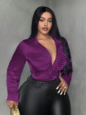 Акція на Блузка жіноча SHEIN GD-00166250 XL Фіолетова від Rozetka