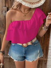 Акція на Блузка жіноча SHEIN GD-00161053 XL Фуксія від Rozetka