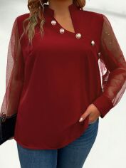 Акція на Блузка жіноча SHEIN GD-00161068 2XL Бордова від Rozetka