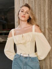 Акція на Блузка жіноча SHEIN GD-00166121 S Бежева від Rozetka