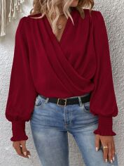 Акція на Блузка жіноча SHEIN GD-00161122 4XL Бордова від Rozetka
