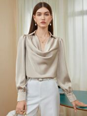 Акція на Блузка жіноча SHEIN GD-00160114 L Кремова від Rozetka