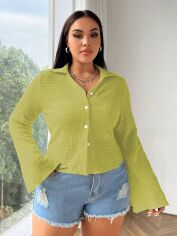 Акція на Блузка жіноча SHEIN GD-00166138 XL Оливкова від Rozetka