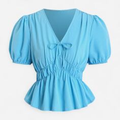 Акція на Блузка жіноча SHEIN GD-00160122 M Блакитна від Rozetka