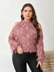 Акція на Блузка жіноча SHEIN GD-00161051 XL Рожева від Rozetka
