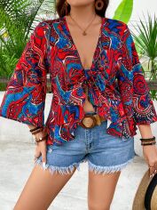 Акція на Блузка жіноча SHEIN GD-00161066 2XL Різнокольорова від Rozetka