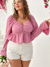 Акція на Блузка жіноча SHEIN GD-00161095 3XL Рожева від Rozetka