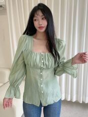 Акція на Блузка жіноча SHEIN GD-00164276 S Зелена від Rozetka