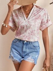 Акція на Блузка жіноча SHEIN GD-00160191 S Рожева від Rozetka