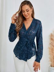 Акція на Блузка жіноча SHEIN GD-00160221 S Темно-синя від Rozetka