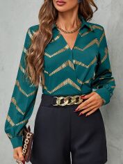Акція на Блузка жіноча SHEIN GD-00160131 M Бірюзова від Rozetka