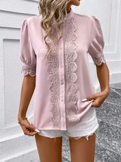 Акція на Блузка жіноча SHEIN GD-00160214 S Рожева від Rozetka